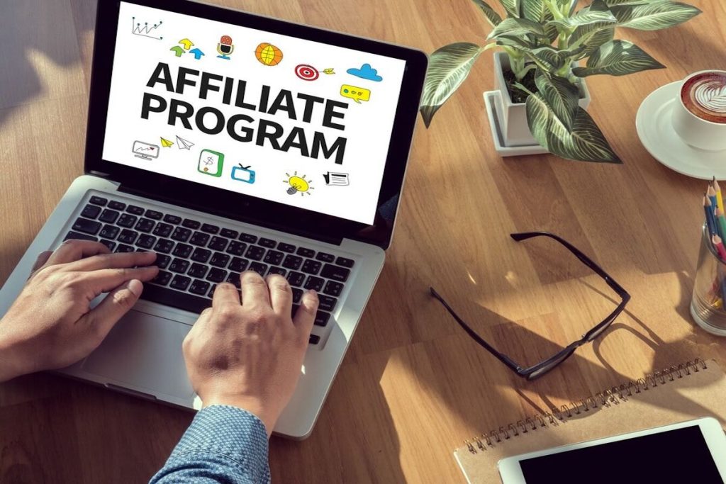 affiliate program graphic on a laptop screen