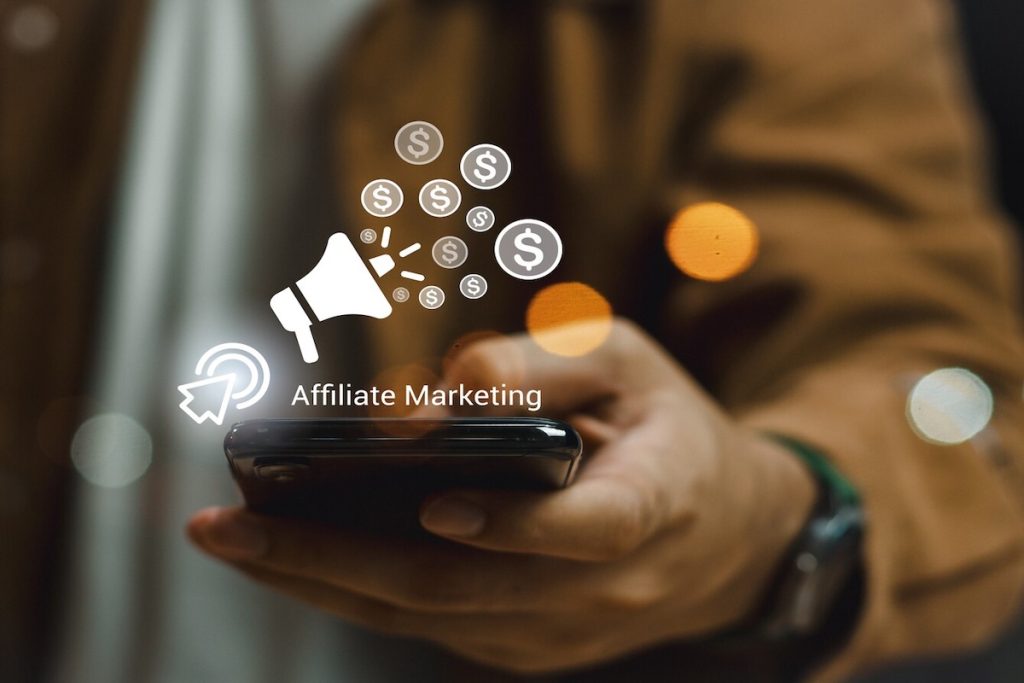 affiliate marketing graphic on a mobile phone