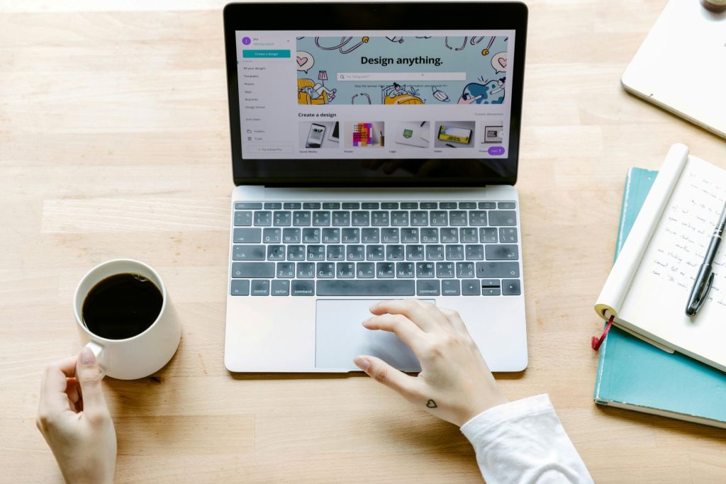 laptop showing AI design tools