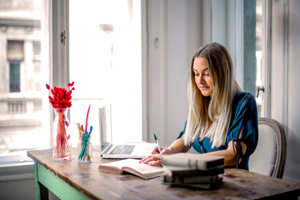 work from home jobs woman working at a desk
