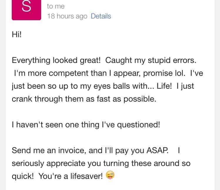Maria catches typos as a part-time proofreader