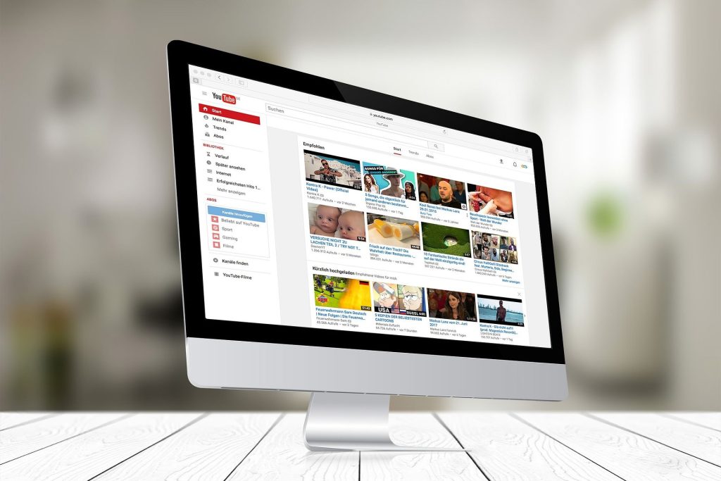 computer screen showing Youtube content