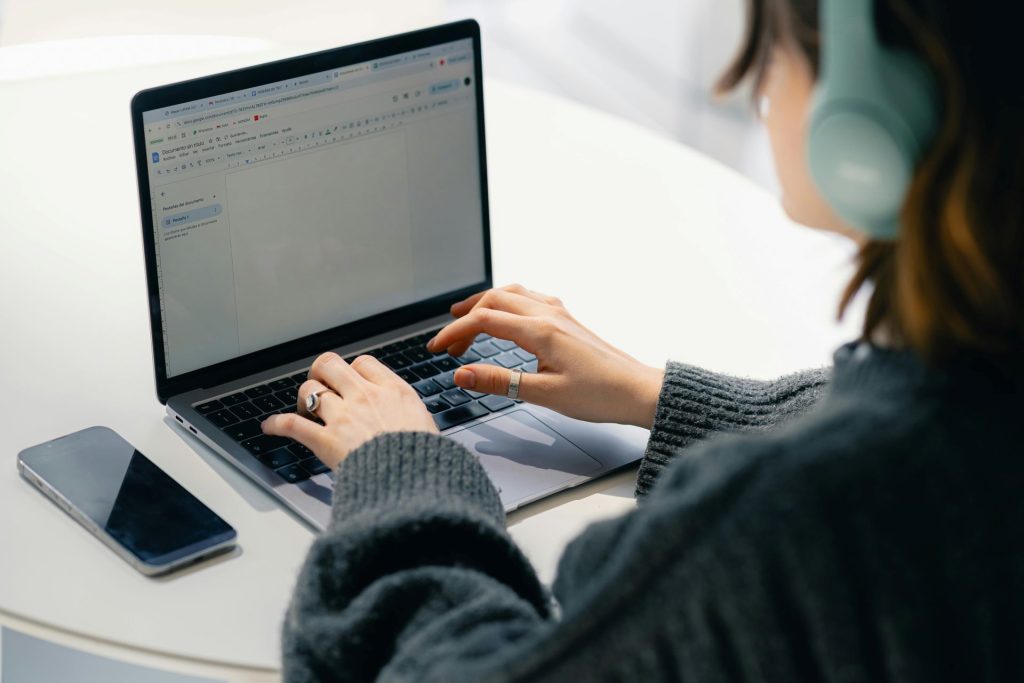 person doing online courses