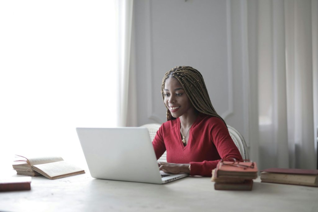 smiling person working from home 
