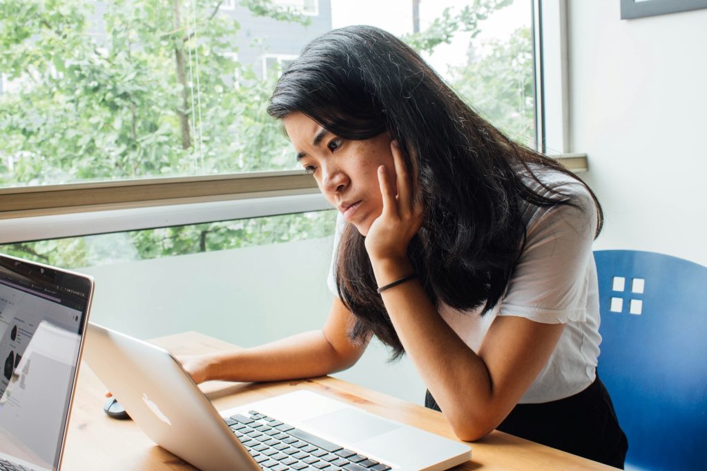woman working on a laptop