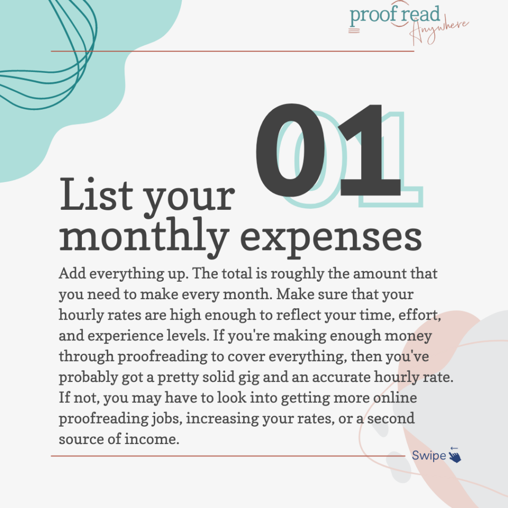 The image says "List your monthly expenses" and has an excerpt from the paragraph.