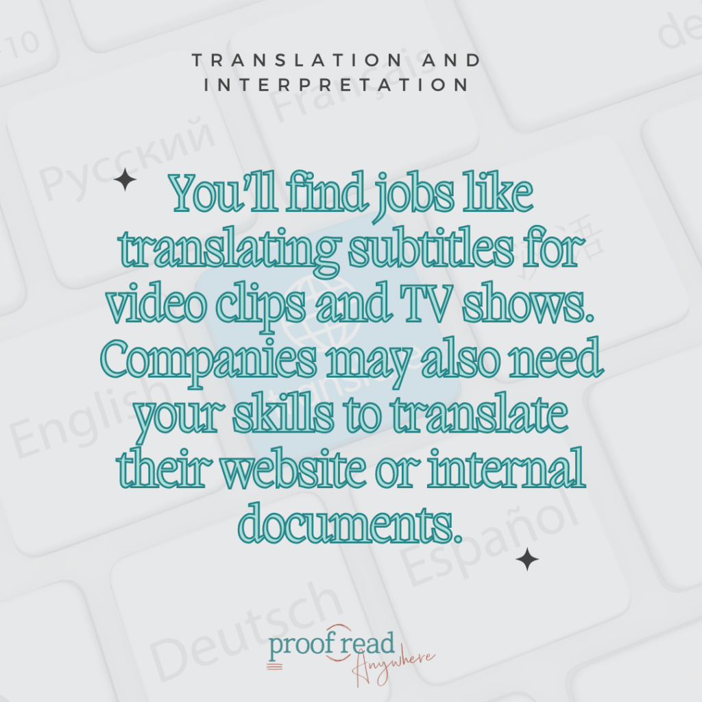 The image describes the side hustle: translation and interpretation