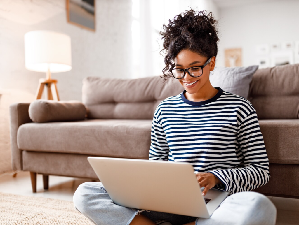 woman working from home on a laptop